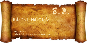 Béki Máté névjegykártya